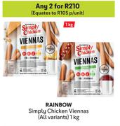 Rainbow Simply Chicken Viennas (All Variants)-For 2 x 1Kg