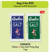 Cerebos Table Or Sea Salt Poly Bag-For 2 x 1Kg