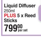 Circa Liquid Diffuser 250ml Plus 5 x Reed Sticks-Per Set
