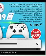 1TB Xbox One S + FIFA 19 Or Forza Horizon 4 + Extra Controller