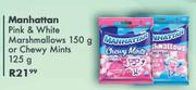 Manhattan Pink & White Marshmallows 150gm Or Chewy Mints 125gm