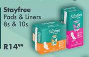 Stayfree Pads & Liners-8s & 10s