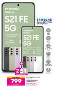 2 x Samsung Galaxy S21 FE 5G Smartphone-On 1.2GB Red Top Up Core More Data + On Promo 75
