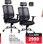 Linx Swift 2 Pack High Back Chair-Per Pack