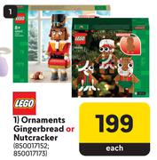 Lego Ornaments Gingerbread Or Nutcracker 850017152, 850017173-Each