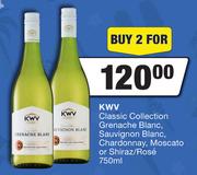 KWV Classic Coleection Grenache Blanc,Sauvignon Blanc,Chardonnay,Moscato Or Shiraz/Rose-For 2x750ml