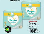 Pampers Value Pack Sensitive Protect Baby Wipes 6 x 56 Wipes-Per Pack