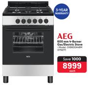 AEG 600mm 4-Burner Gas/Electric Stove CKB600A4BM
