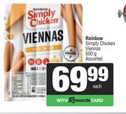 Rainbow Simply Chicken Viennas Assorted-500g Each