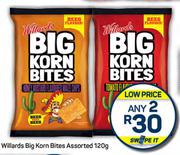 Willards Big Korn Bites Assorted-Any 2 x 120g