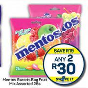 Mentos Sweets Bag Fruit Mix Assorted-Any 2 x 26s