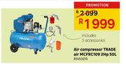 Trade Air Air Compressor 2Hp 50L Includes 5 Accessories