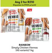 Rainbow Simply Chicken Viennas (All Variants)-For 2 x 1Kg