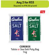 Cerebos Table Or Sea Salt Poly Bag-For 2 x 1Kg
