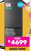 Hisense 223L Bottom Mount Freezer/Fridge (H310BIT)