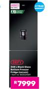 Defy 348Ltr Black Glass Bottom Freezer Fridge (DAC652)
