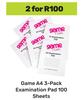 Game A4 3 Pack Examination Pad 100 Sheets-For 2
