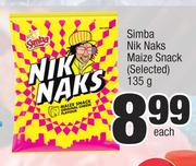 Simba Nik Naks Maize Snack (Selected)-135g Each