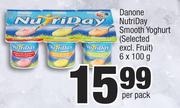 Danone Nutriday Smooth Yoghurt (Selected Excl. Fruit)-6 x 100g Per Pack