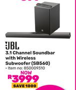 JBL 3.1 Channel Soundbar With Wireless Subwoofer SB560