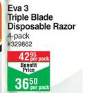 Max Shave Eva 3 Triple Blade Disposable Razor 4 Pack-Per Pack