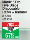 Max Shave Matrix 5 Pro Five Blade Disposable Razor + Trimmer 3 Pack-Per Pack