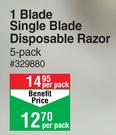 Max Shave 1 Blade Single Blade Disposable Razor 5 Pack-Per Pack