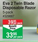Max Shave Eva 2 Twin Blade Disposable Razor 5 Pack-Per Pack