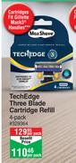 Max Shave Tech Edge Three Blade Cartridge Refill 4 Pack-Per Pack