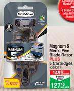 Max Shave Magnum 5 Men's Five Blade Razor Plus 5 Cartridges-Per Pack