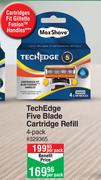 Max Shave Tech Edge Five Blade Cartridge Refill 4 Pack-Per Pack