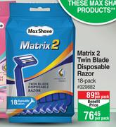 Max Shave Matrix 2 Twin Blade Disposable Razor 18 Pack-Per Pack