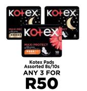 Kotex Pads Assorted-For Any 3 x 8s/10s