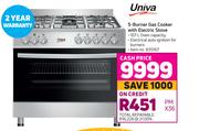 Univa 5 Burner Gas Cooker With Electric Stove