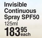 Island Tribe Invisible Continuous Spray SPF50-125ml Each