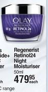 Olay Regenerist Retinol24 Night Moisturiser-50ml Each