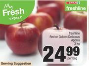 Freshline Red Or Golden Delicious Apples-3Kg Per Bag