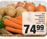 Impi Potatoes 3kg, Freshline Carrot 3Kg & Freshline Onions 3Kg-Per Combo