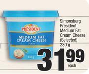 Simonsberg President Medium Fat Cream Cheese (Selected)-230g Each
