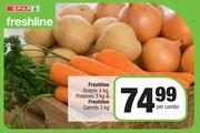 Freshline Onions 3kg, Potatoes 3kg & Freshline Carrots 3kg-Per Combo