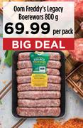 Oom Freddy's Legacy Boerewors-800g Per Pack