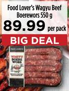 Food Lover's Wagyu Beef Boerewors-550g Per Pack
