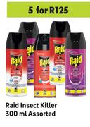 Raid Insect Killer Assorted-For 5 x 300ml