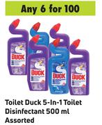 Toilet Duck 5 In 1 Toilet Disinfectant Assorted-For Any 6 x 500ml