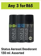 Status Aerosol Deodorant Assorted-For Any 3 x 130ml