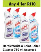 Harpic White & Shine Toilet Cleaner Assorted-For Any 4 x 750ml