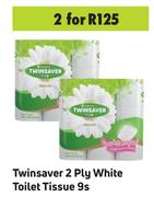Twinsaver 2 Ply White Toilet Tissue-For 2 x 9s