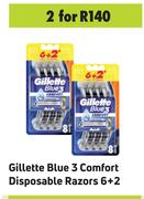 Gillette Blue 3 Comfort Disposable Razors 6 + 2-For 2