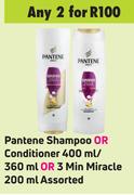 Pantene Shampoo Or Conditioner 400ml/360ml Or 3 Min Miracle 200ml Assorted-For Any 2