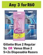 Gillette Blue 2 Regular 5s Or Venus Blue 2 5+2s Disposable Razors-For Any 3